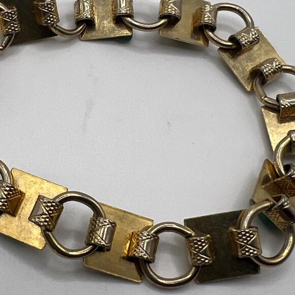 Vintage Bracelet gold with jade gemstones 7” - Picture 5 of 6